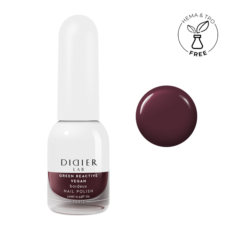 "Didier Lab" veganiškas nagų lakas "Green reactive", bordeux, 10ml