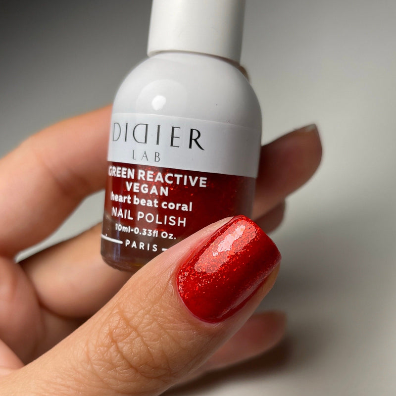 "Didier Lab" veganiškas nagų lakas "Green reactive", heart beat coral, 10ml